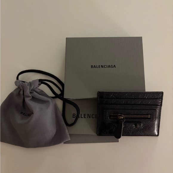 Balenciaga Black Textured Card Holder - Picture 1 of 3